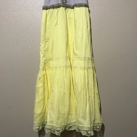 🆓Free 👨👩👧👦People💛Yellow◻️Gray Maxi👗Dress - Picture 5 of 8